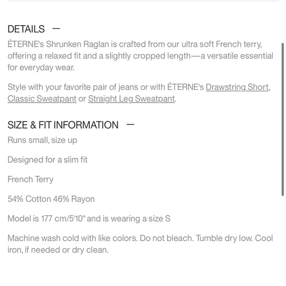 ETERNE SHRUNKEN RAGLAN SWEATSHIRT in Clay size Medium - Picture 8 of 8